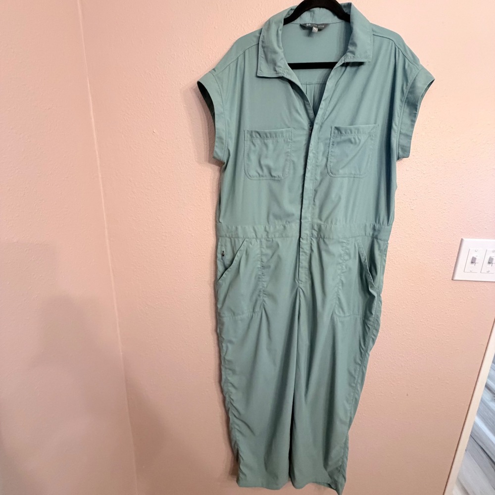 Title Nine Womens XL Evelyn Jumpsuit Sage Green Short Sleeve Utility Coverall